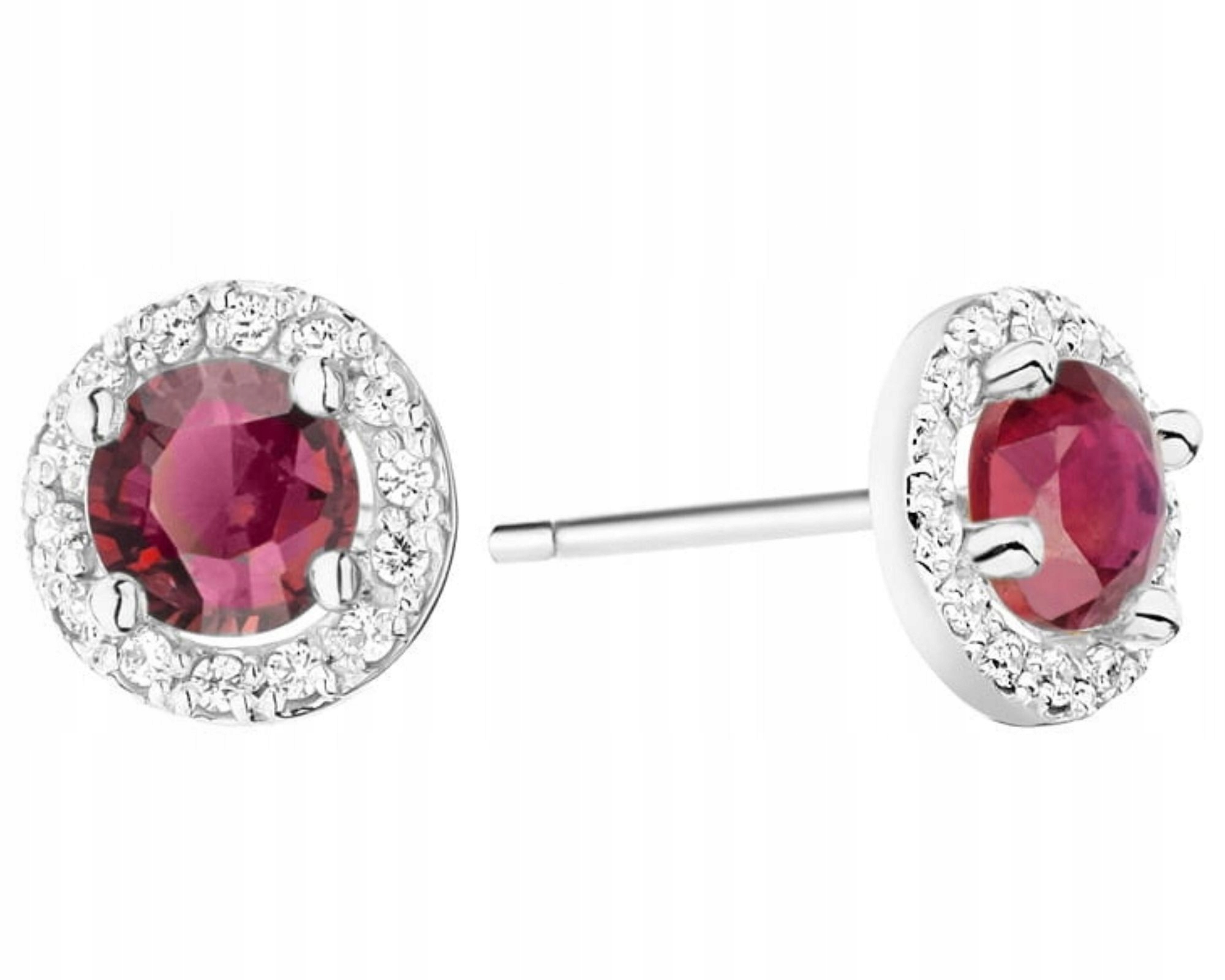 Bílé Zlato Náušnice S Brilianty A Rubínem Gravírování