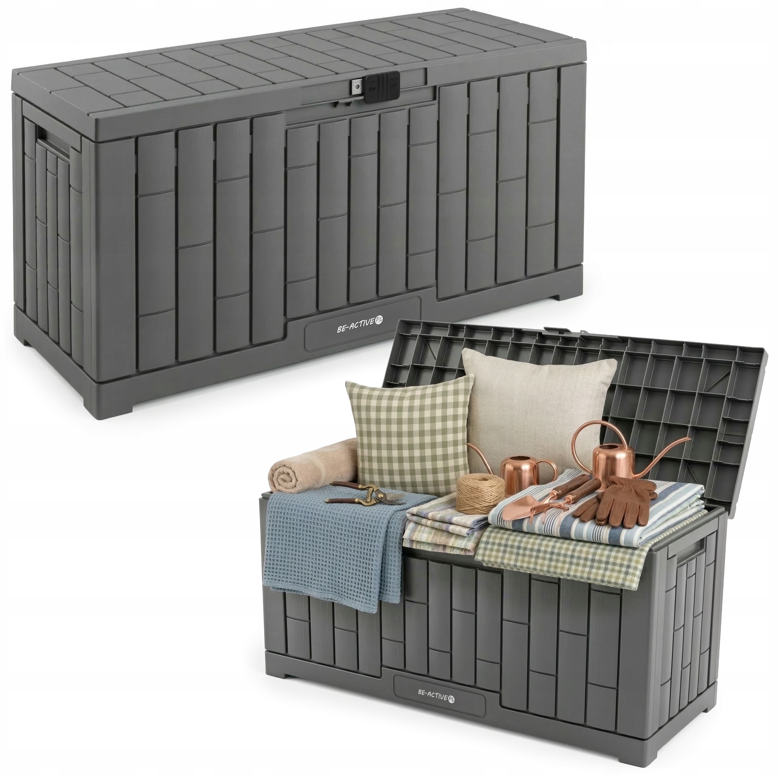 Zahradní Truhla Terasová Kufr Sedátko Úložný Prostor Na Terasu 227L Pevná