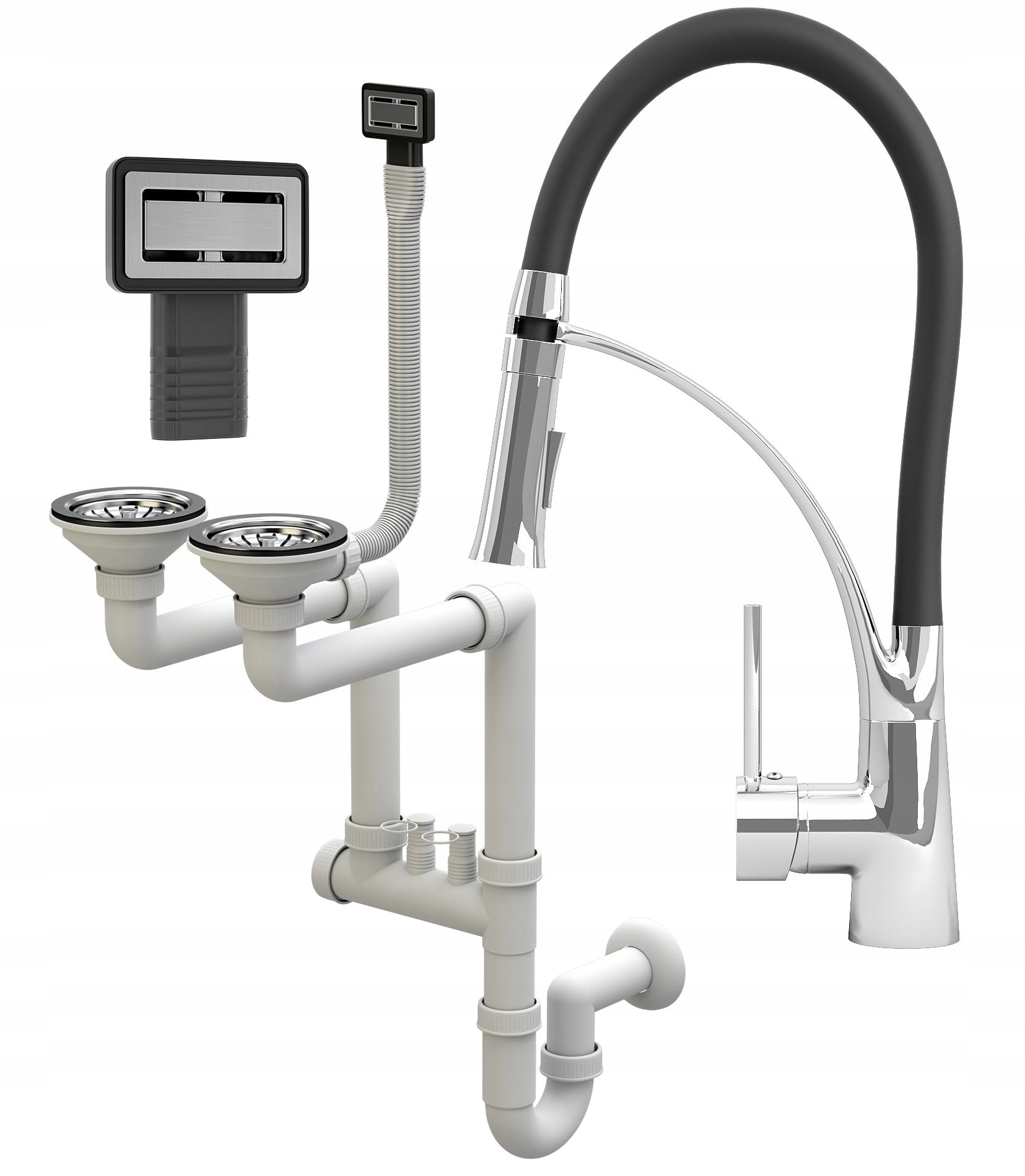 Baterie Nexo Sifon 2 Kom, Manuální, Obdélník, Chrom