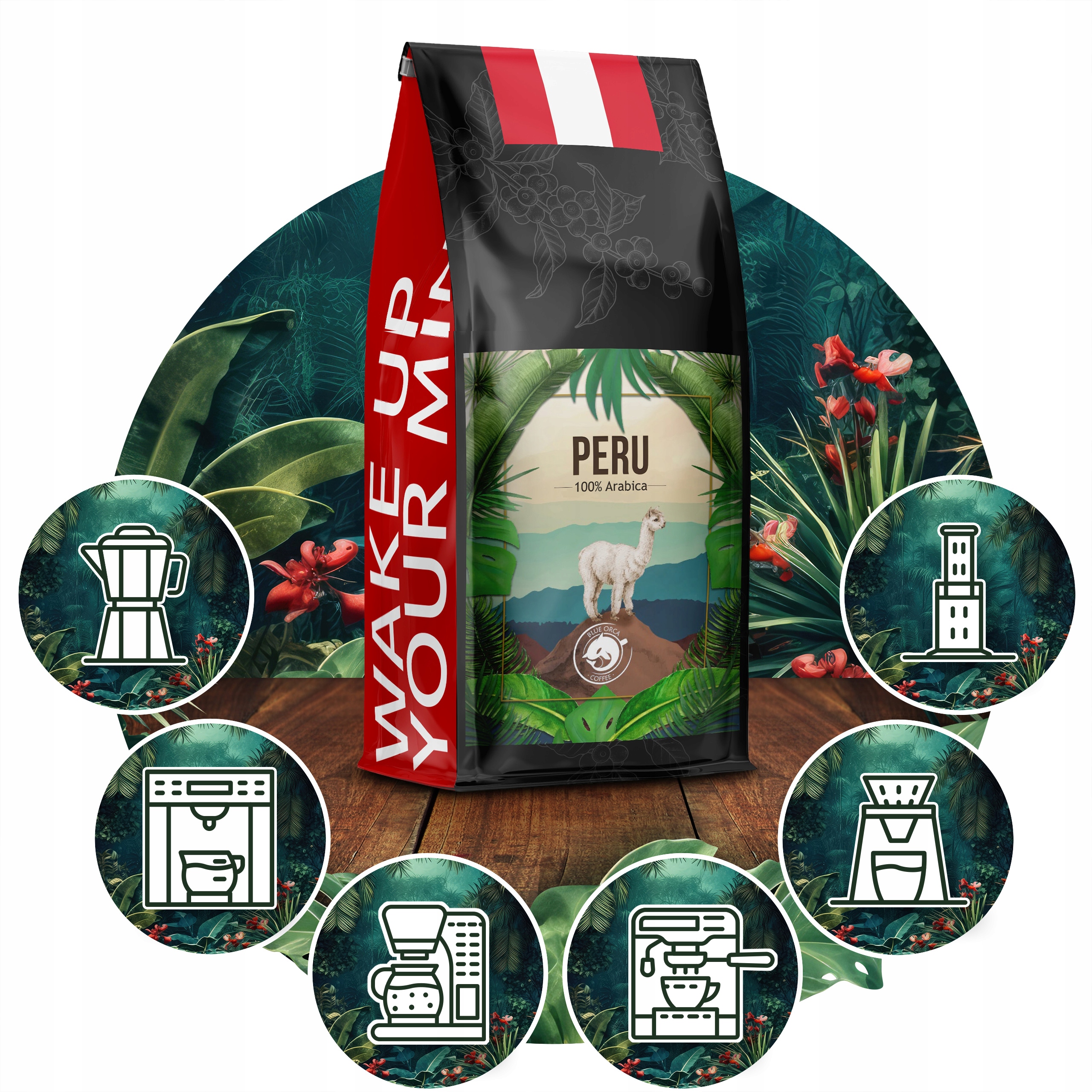KAWA ZIARNISTIA PERU + HONDURAS 2x1kg ŚWIEŻO PALONA Arabica100% - BLUE ORCA Nazwa handlowa inna