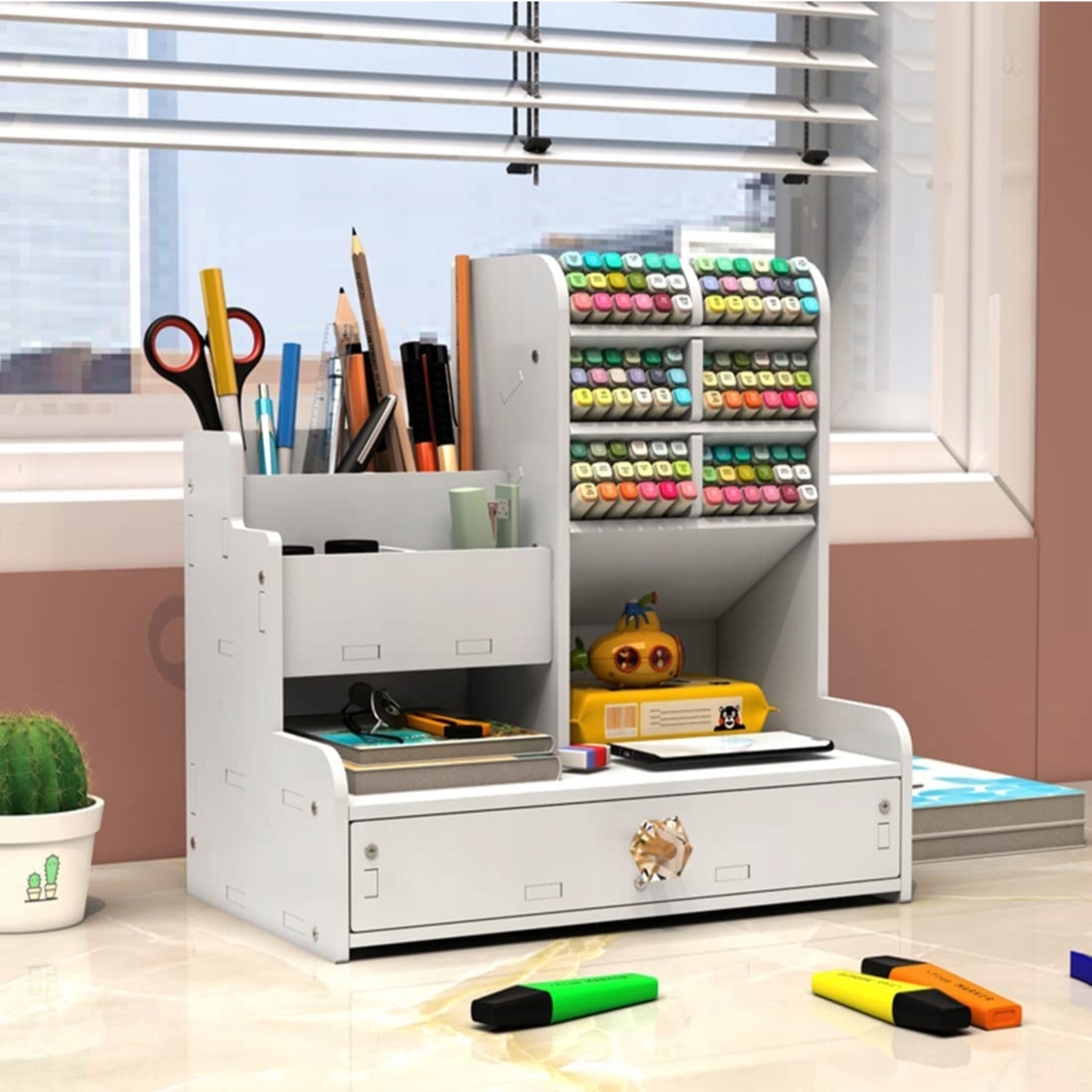 STYLOWY DREWNIANY ORGANIZER BIURKO WIELOFUNKCYJNY Kolor Inny