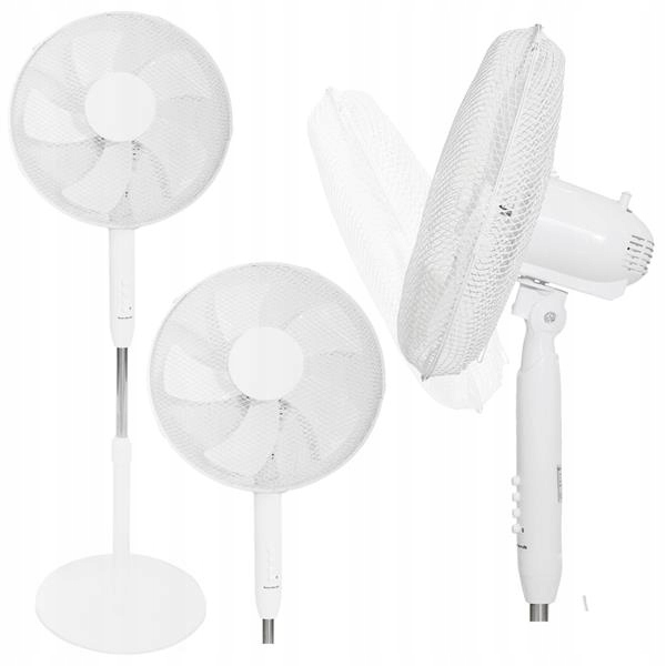 Podlahový ventilátor Stojanový ventilátor 45W 3 režimy provozu 5 lopatek bílý