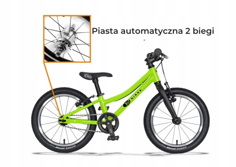 Lekki rower KUbikes 16S Auto 2 biegi Zielony