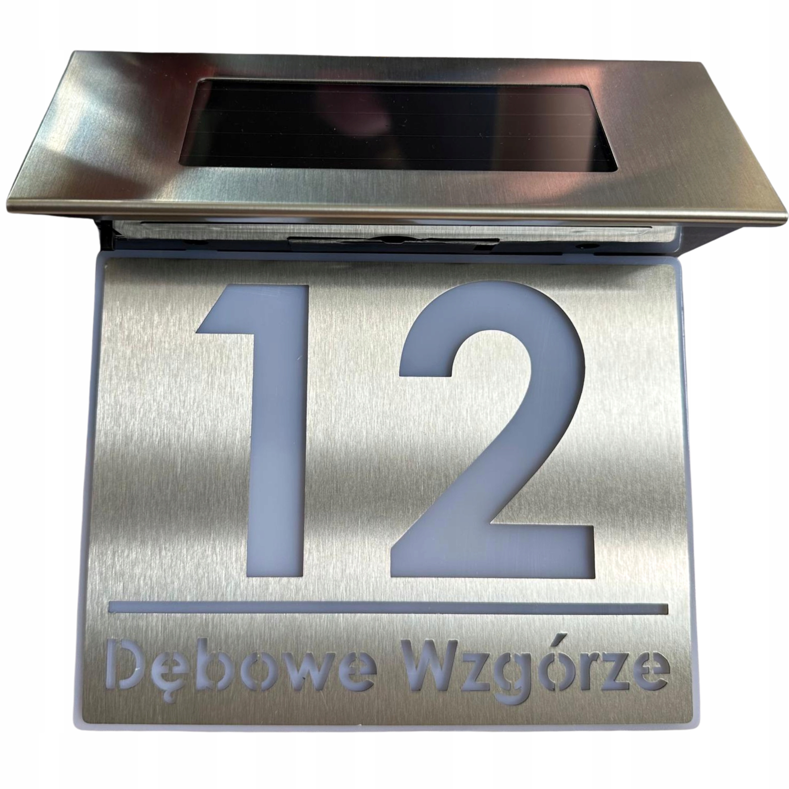 Solární Led číslo domu – podsvícené, nerezová ocel, solární lampa