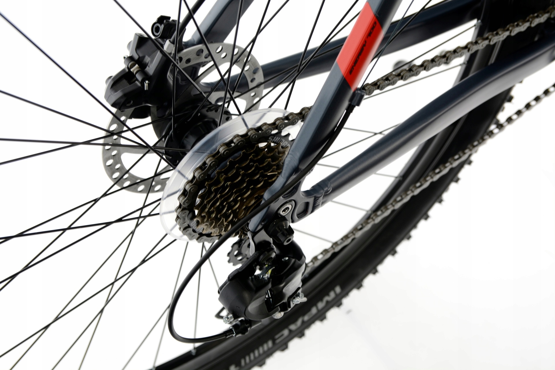 Rower MTB 29 Kands ENERGY 700 hydraulika grafit-czerwony R17 2024 Wyposażenie dodatkowe oświetlenie stopka