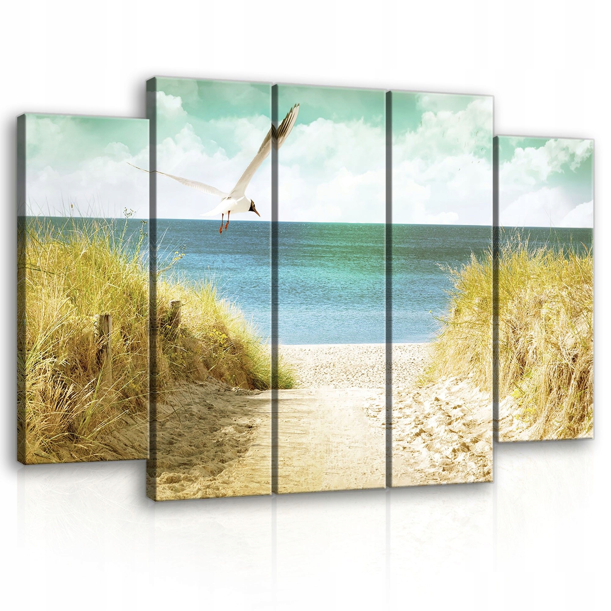 Obraz 150x100 Morská krajina pláž duny more obloha čajka pokoj leto