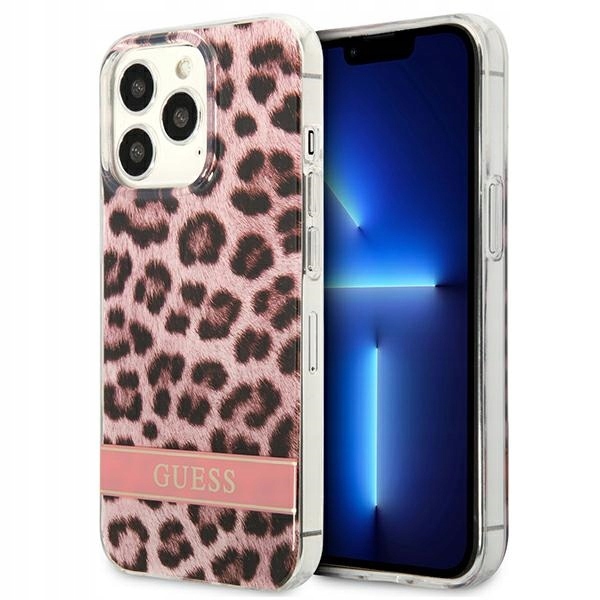 Etui Guess Leopard na iPhone 13 Pro iPhone 13 różowe Guess