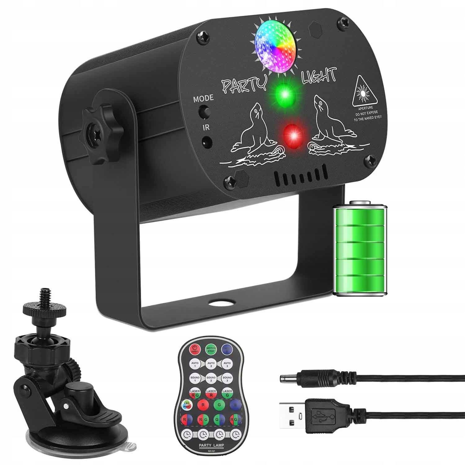 Usb Disko Projektor Rgb Led Diskotékový Reflektor Pro Párty, Laser Dálkové Ovládání