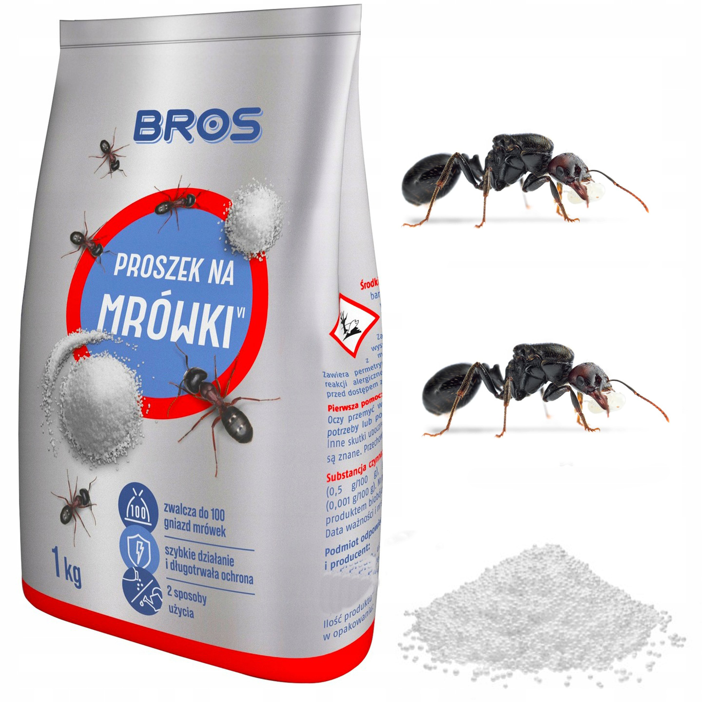 BROS PROSZEK NA MRÓWKI 1 KG ŚRODEK TRUTKA PREPARAT ZWALCZA DO 100 GNIAZD
