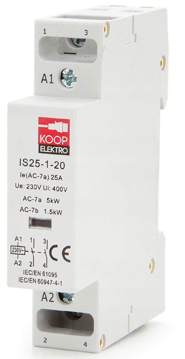 

Stycznik Modułowy 25-20 230V 25A 1P 2NO 1-FAZ