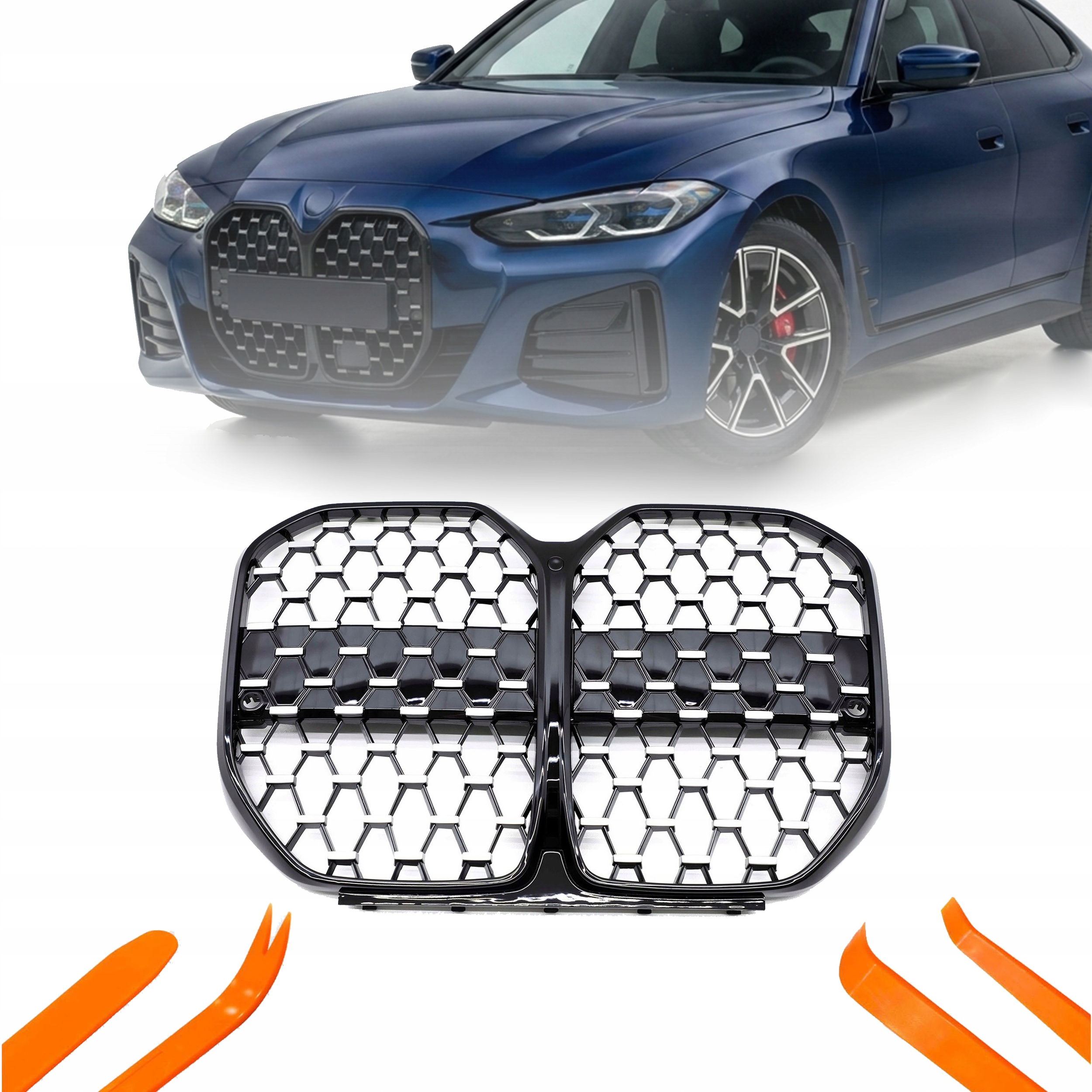Atrapa Gril Nerki Bmw 4 G26 2021- Černý Stříbrný Diamant