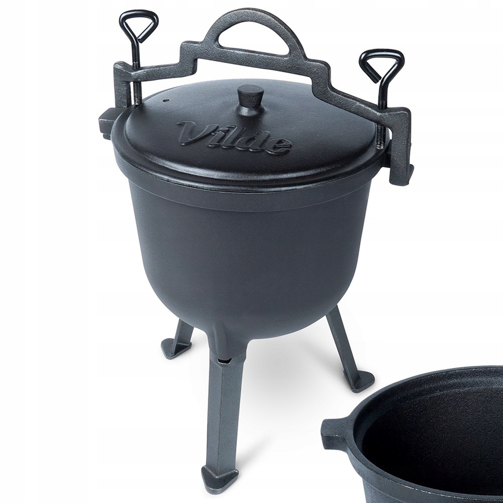 Litinový Kotlík Vilde 8 L 25,5 CM Na Nožkách S Víkem, Černý