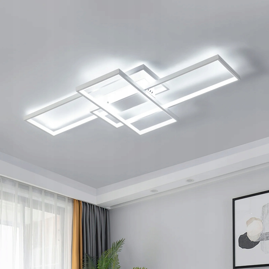 Stropní Lampa Bílá Led Lustr Kvadrát Moderní Do Ložnice 64W 6500K