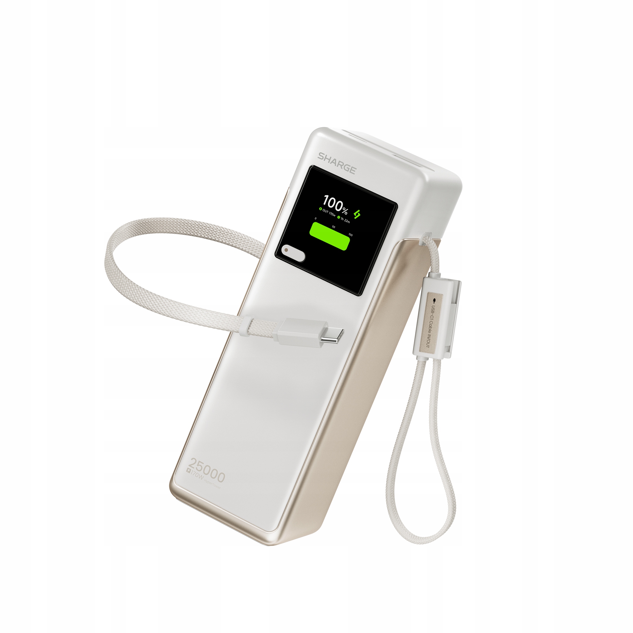 Powerbanka Sharge 25000 mAh 170 W Rýchle nabíjanie Veľká kapacita Usb C Biela