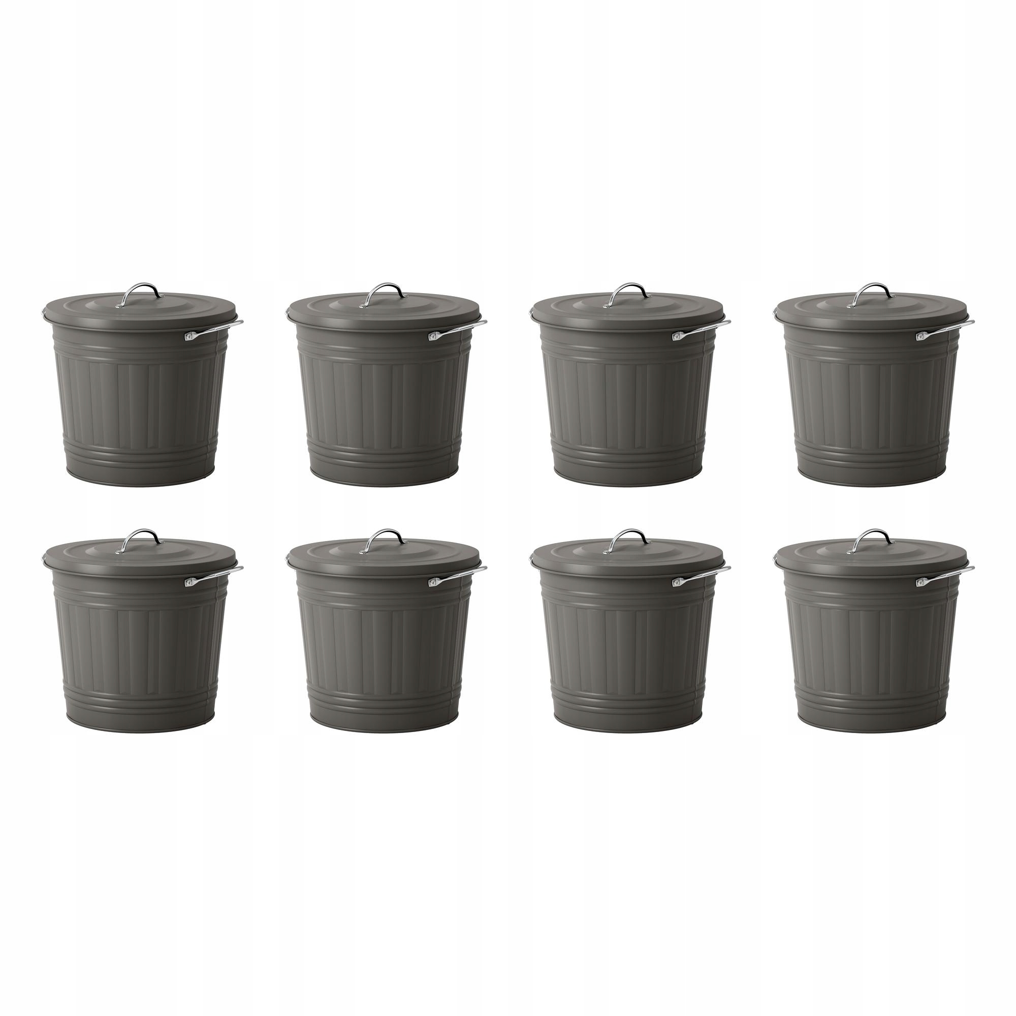 8 ks Kovový koš s víkem šedý 16 l Knodd
