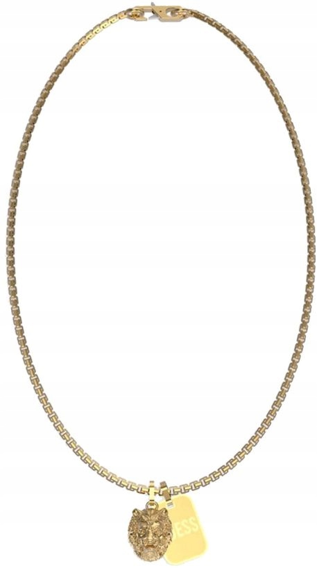 Originální Řetízek Guess Lion King Zlatý Motiv Lva a logo Set 66 mm