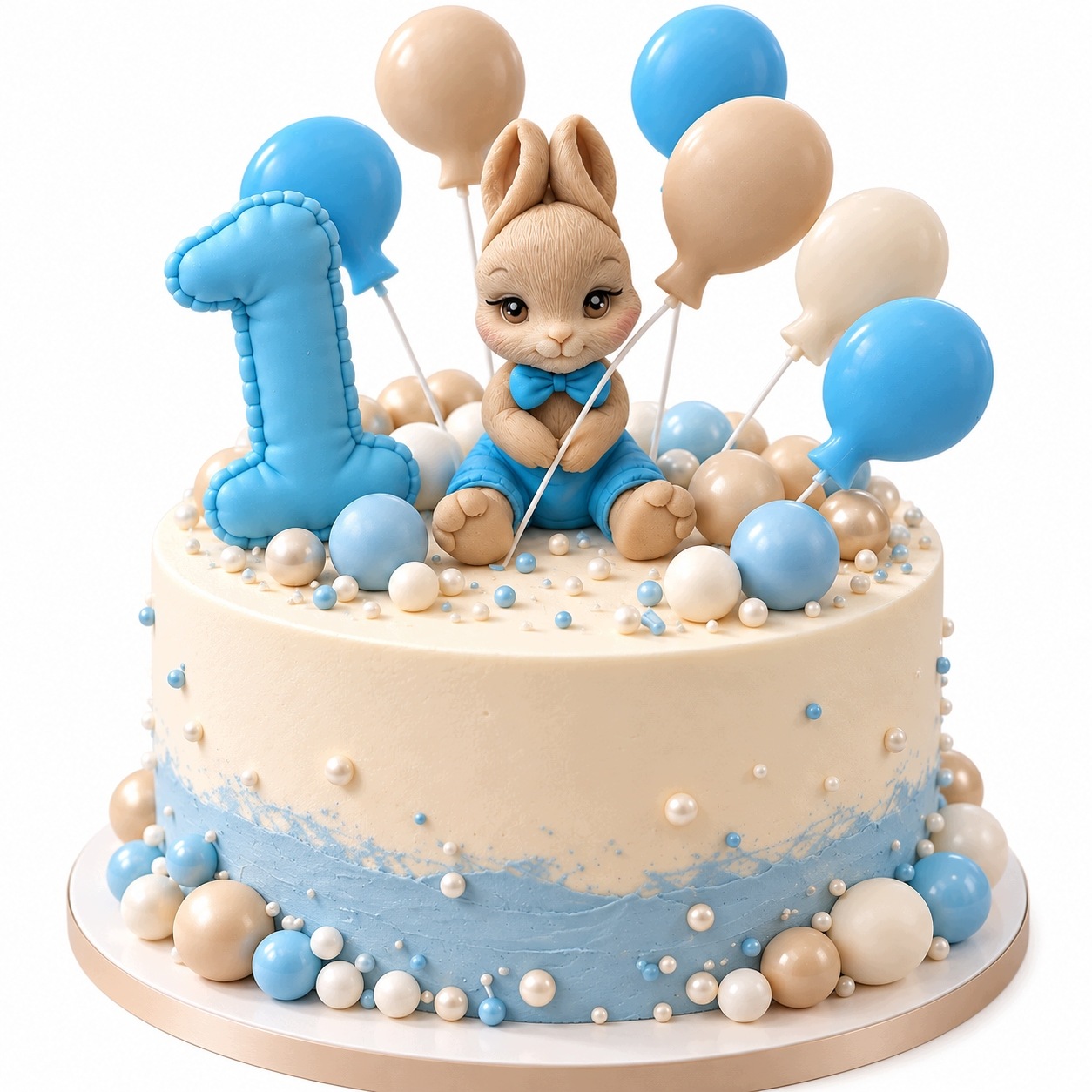 Zestaw dekoracji na tort Zając – jadalna figurka, balony, cyfra, urodziny