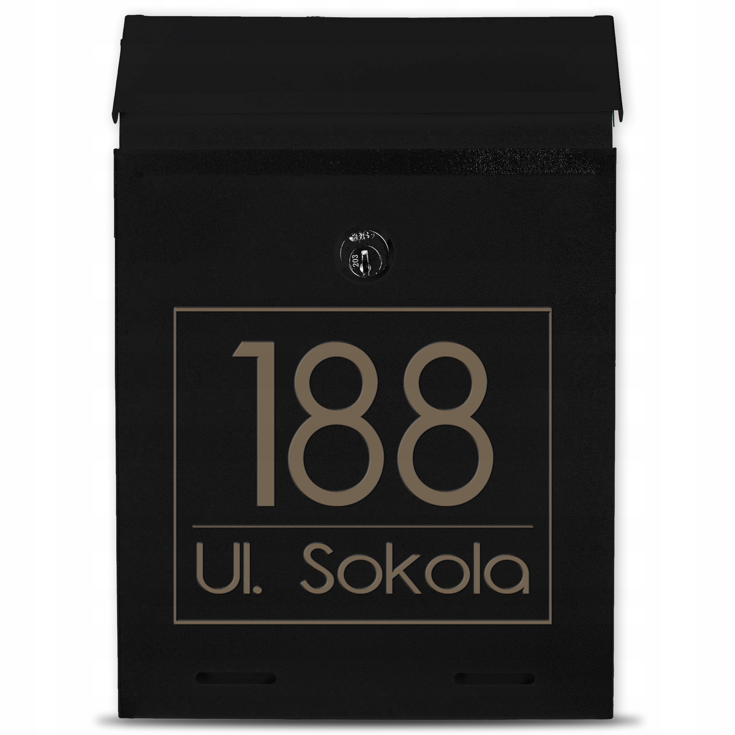 Poštovní Schránka Na Dopisy Černá Kovová Personalizované Gravírování Adres Styl