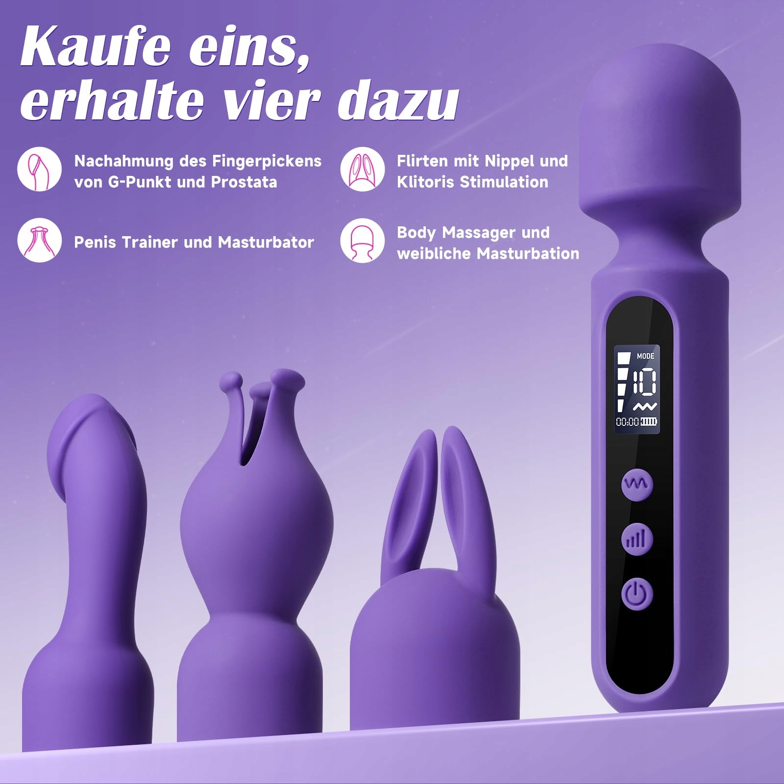 VIBRATORENSET Zestaw Wibratorów Dla Kobiet LCD 10x4 Tryby — miniatura 2