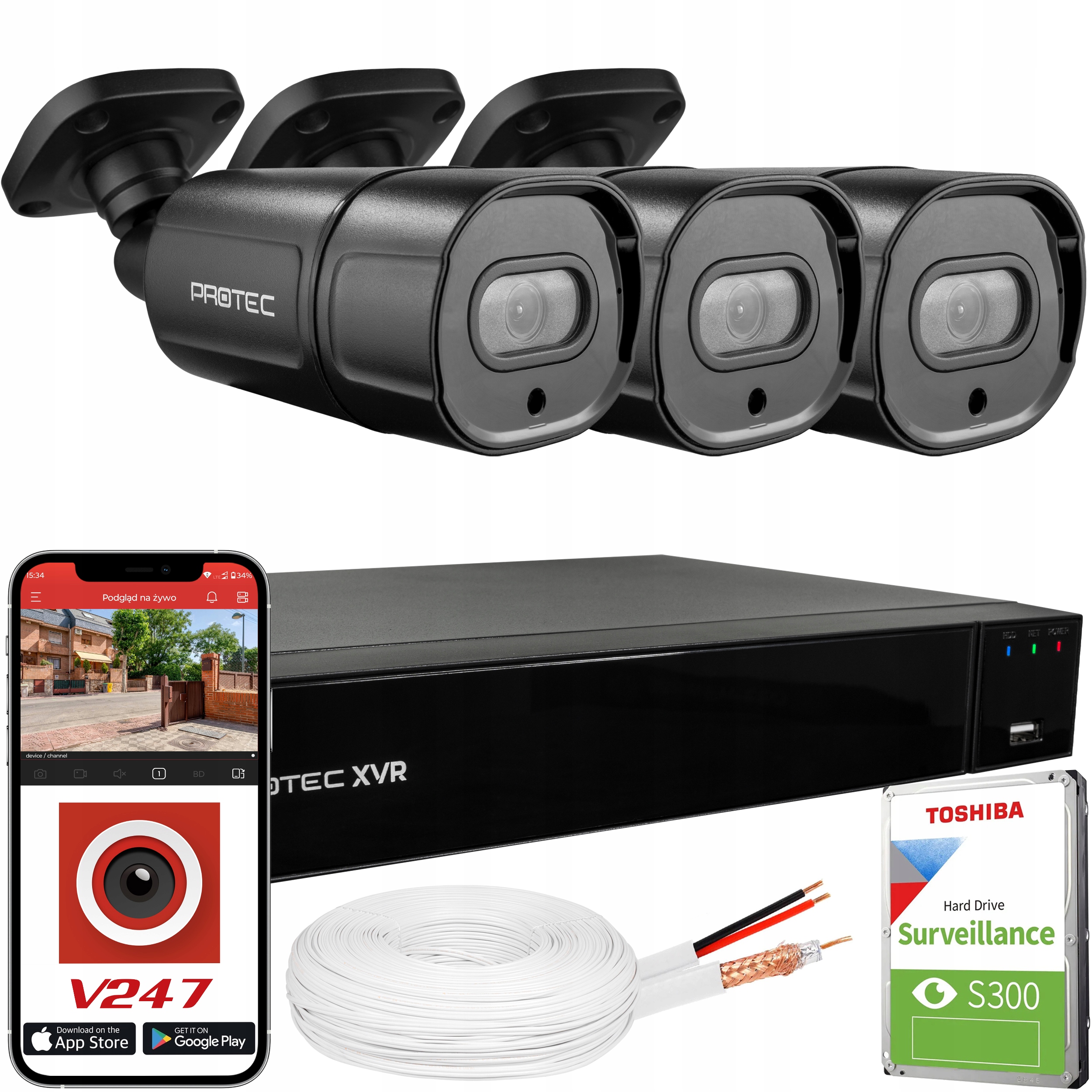 Sada Pro Monitorování Premium 3 Kamery 4K Černá náhled 1TB Hdd