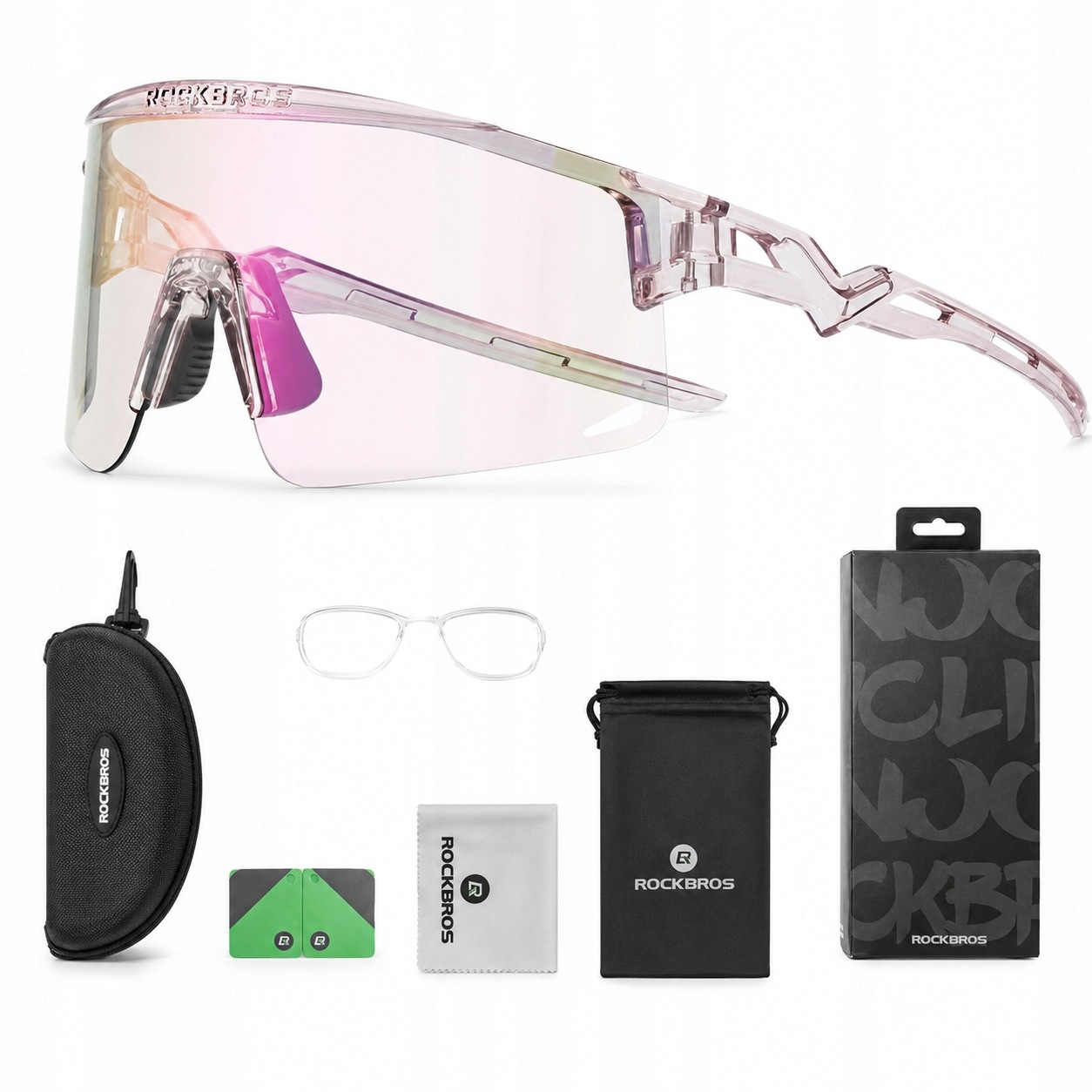 Rockbros Okulary Rowerowe Fotochromowe Ochrona UV400 Fioletowe