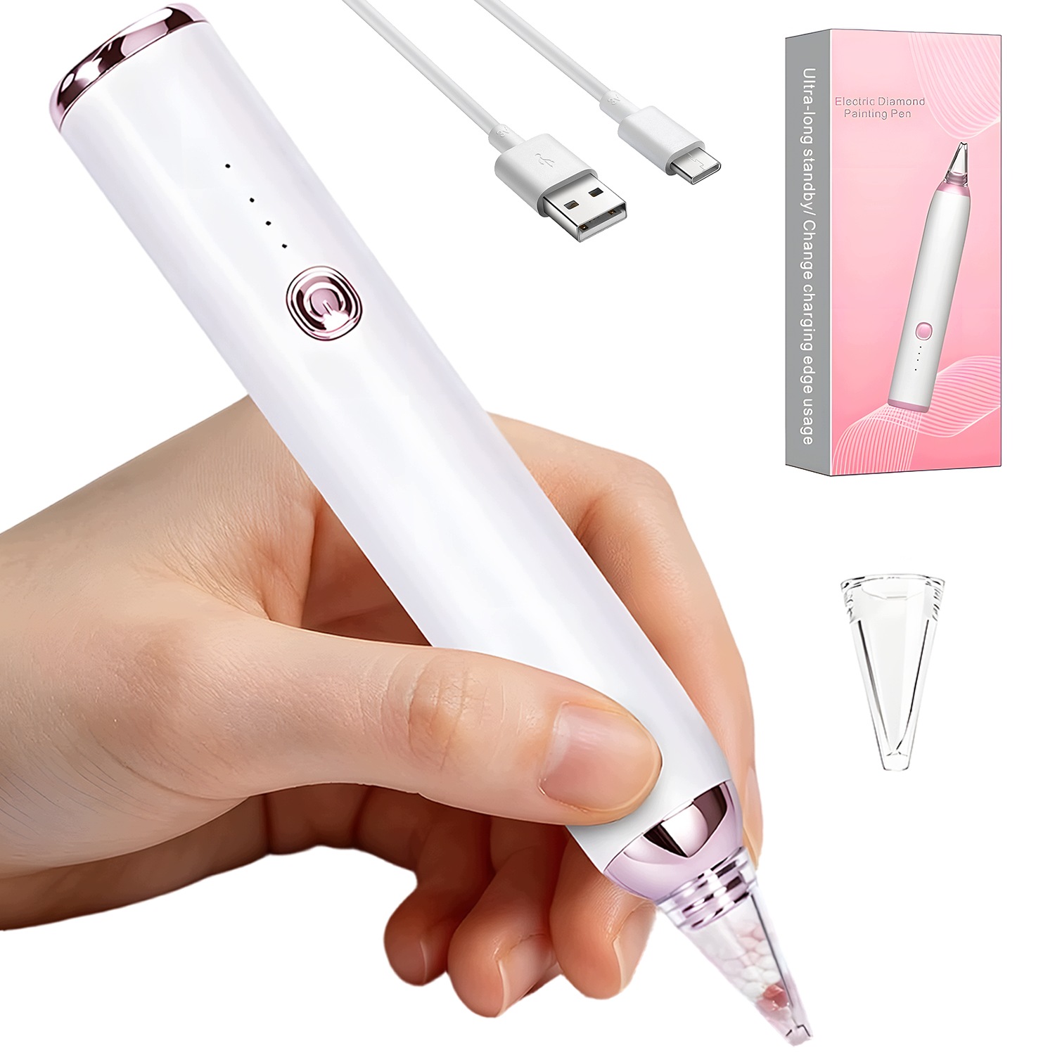 Elektrický Propiska Pro Diamantové Vyšívání S 3 Rychlostmi Usb-c Bez Vosku