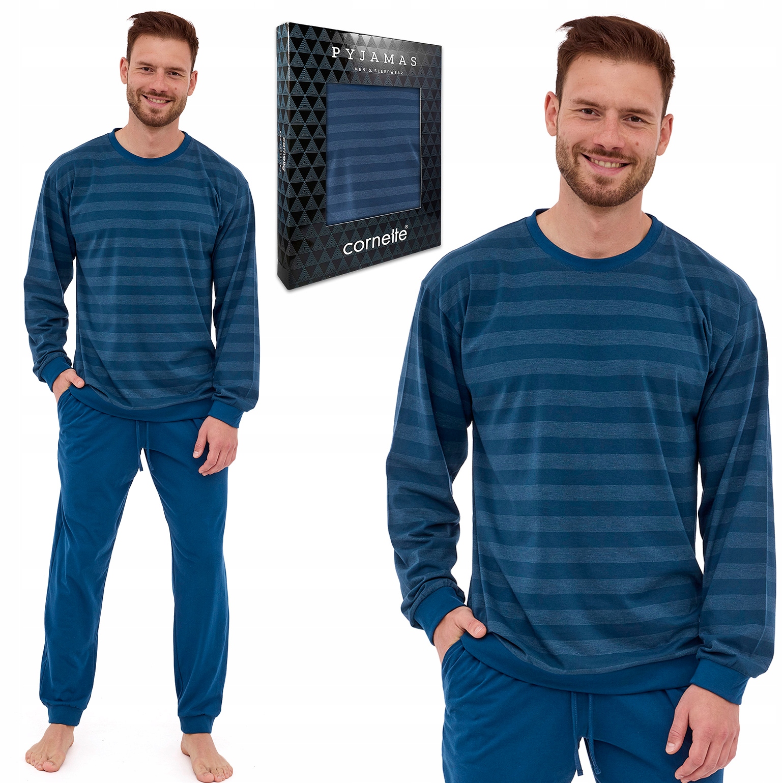 Pánské Pyžamo Cornette Loose 117/278, bavlněné, pruhované, s dlouhým rukávem L