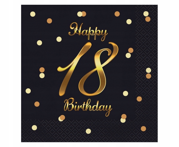 

Serwetki Happy Birthday 18 Czarne 33X33 CM 20 Szt