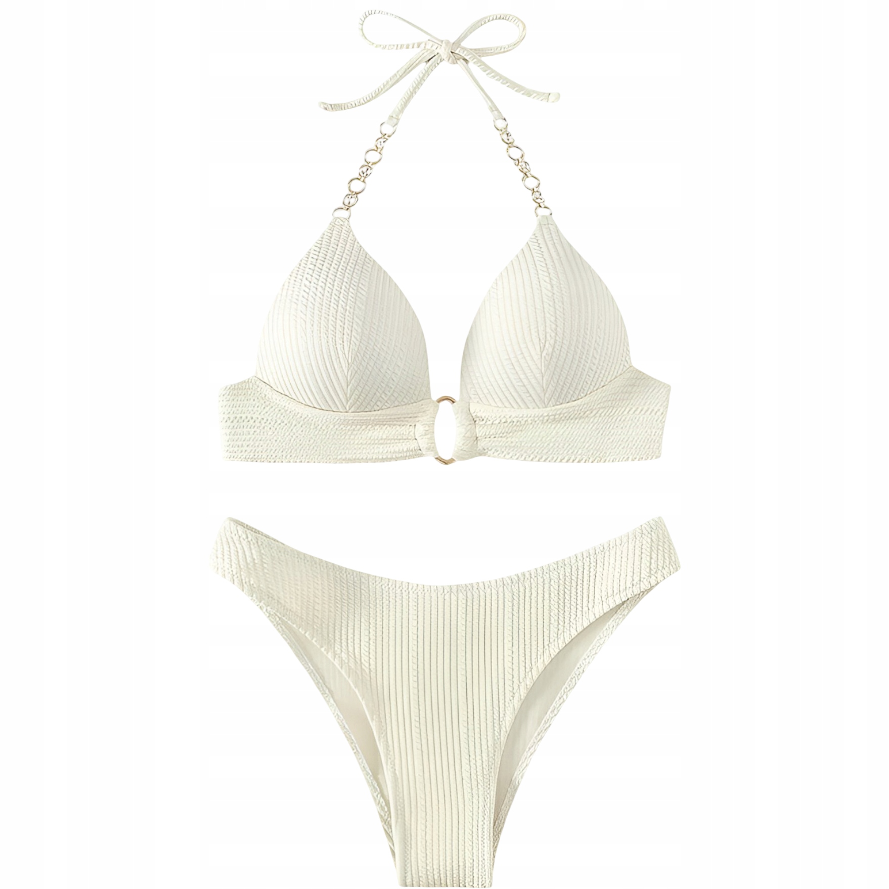 Dámské Dvoudílné Plavky Bikini se Šněrováním Bílé Xs