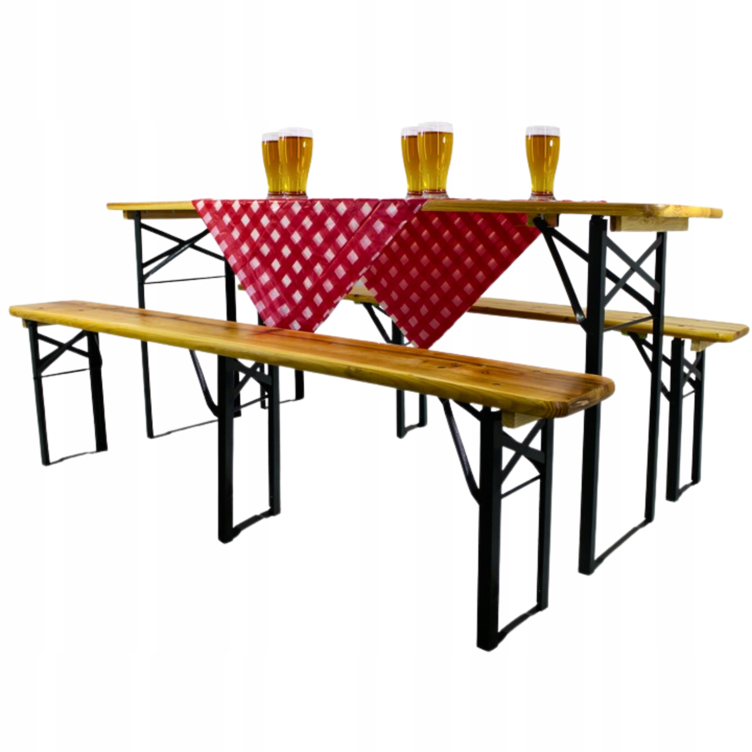 Skladacia Súprava Na lavičku stôl Komplet Nábytok Skladacia 180 cm 3 prvky Abiko