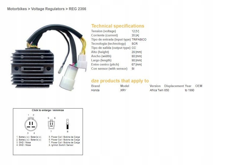 Dze Regulátor Napätia Honda Xrv 650 90 (OEM-31600-MS8-000)