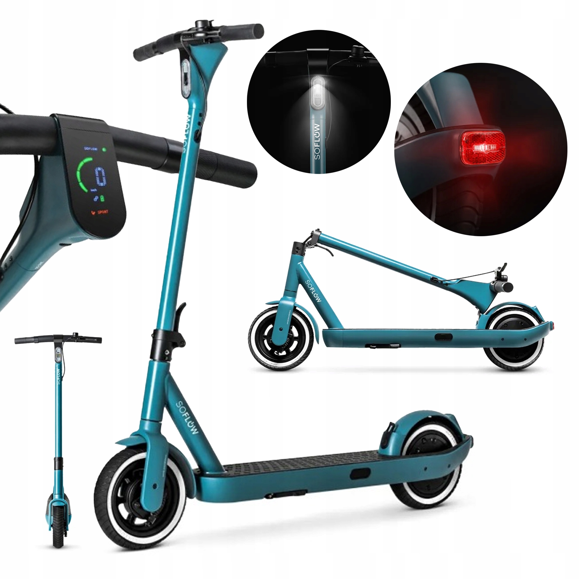 So!Flow Lehká elektrická koloběžka 350W 5,2Ah 20km/h modrá 17kg Nfc