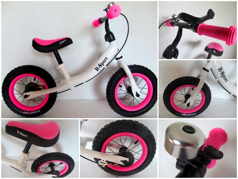 Rowerek Biegowy POMPOWANE KOŁA DZWONEK HAMULEC 12` Hamulec Tył