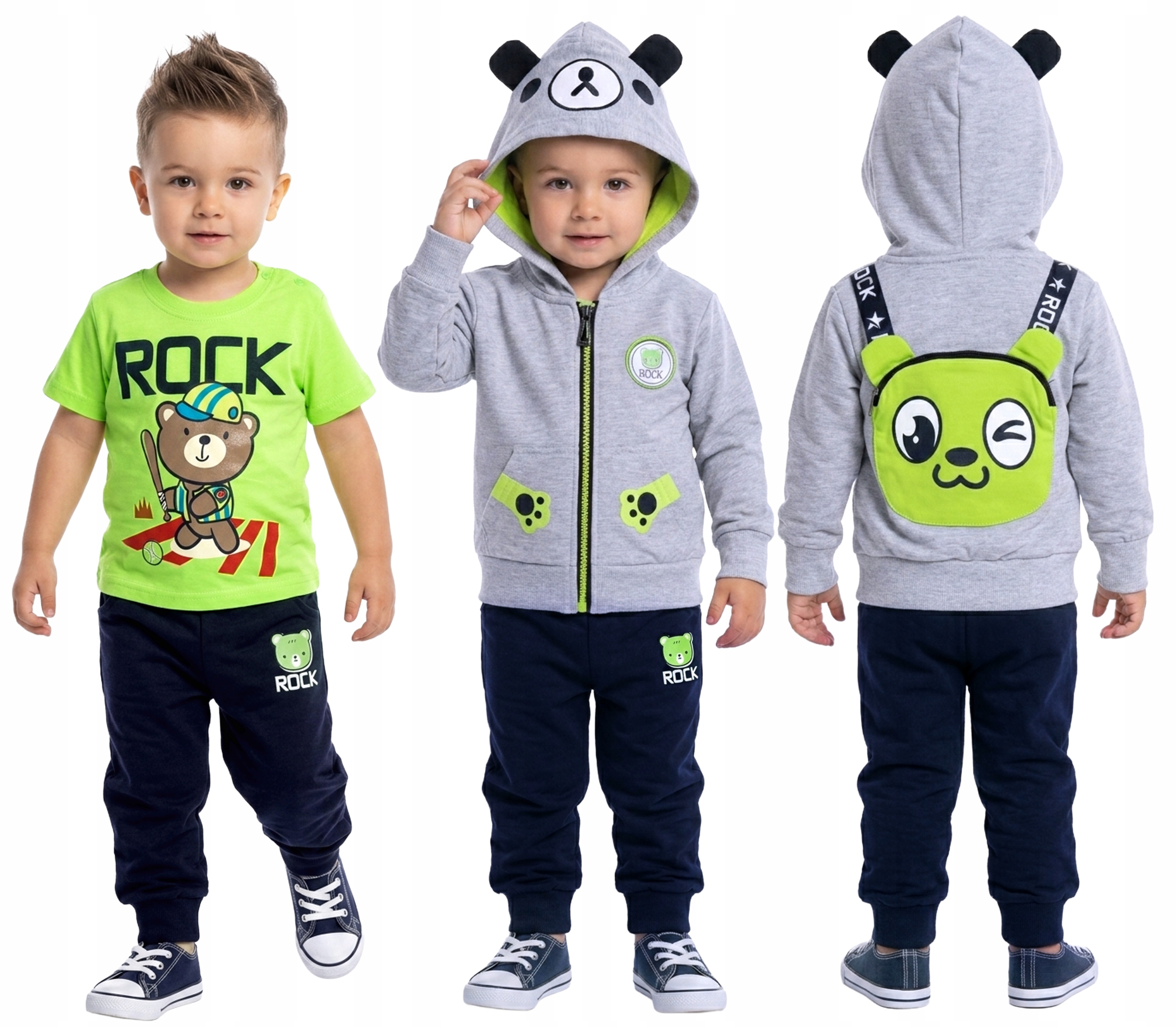 Komplet Dres 3 cz. dla Chłopca Bluza z Kapturem Spodnie Tshirt r 92 2109