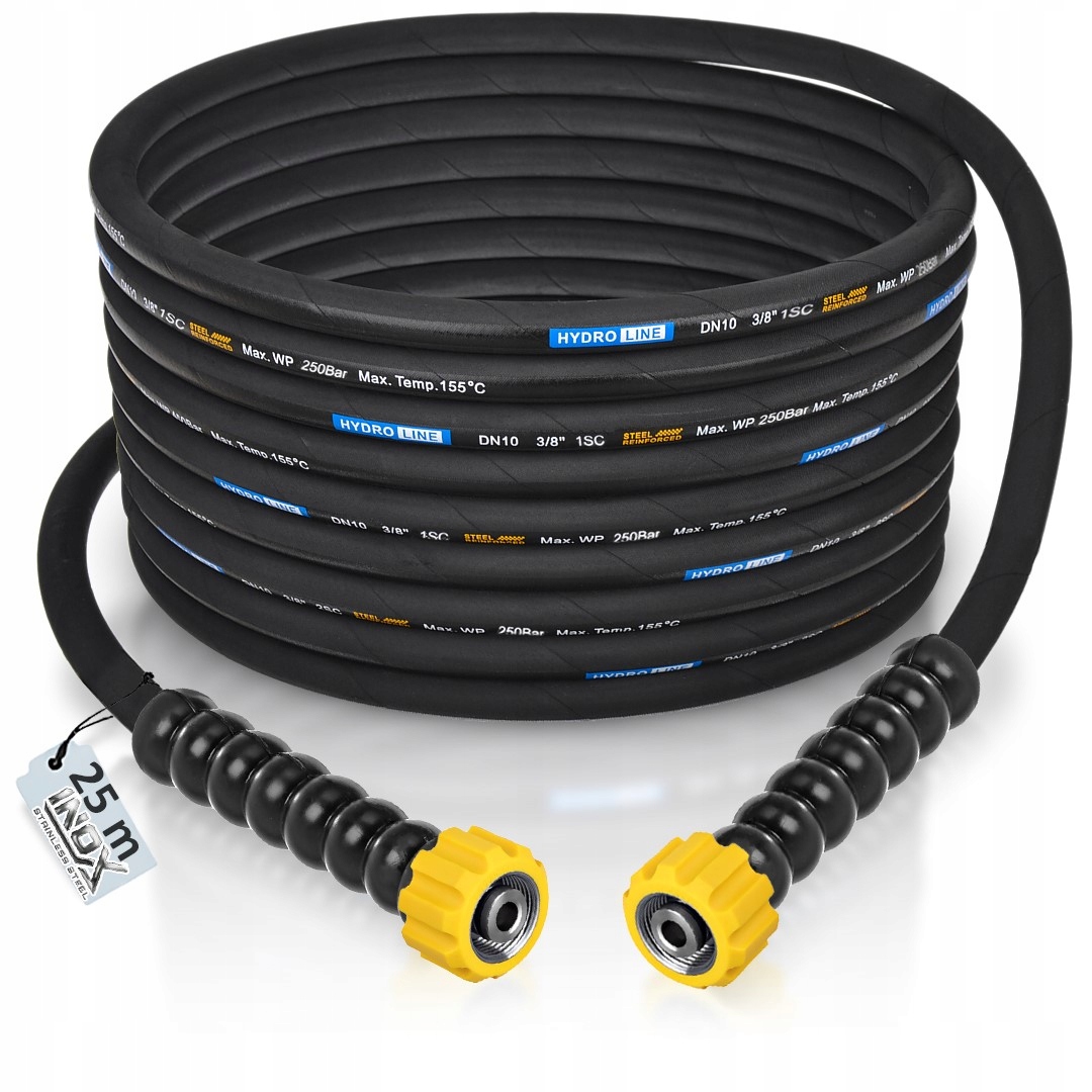 Hadice 25 m pro myčku Karcher Hd Hds Kranzle M22 DN10 Max250 Bar 155°C Závit Inox