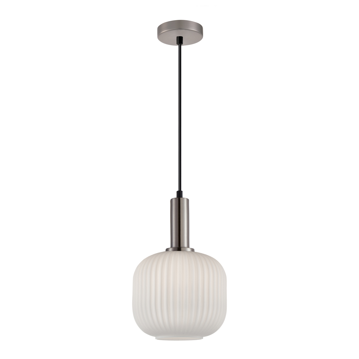 Italux Penzi Závěsná lampa Stříbrné skleněné stínítko E27 40W IP20