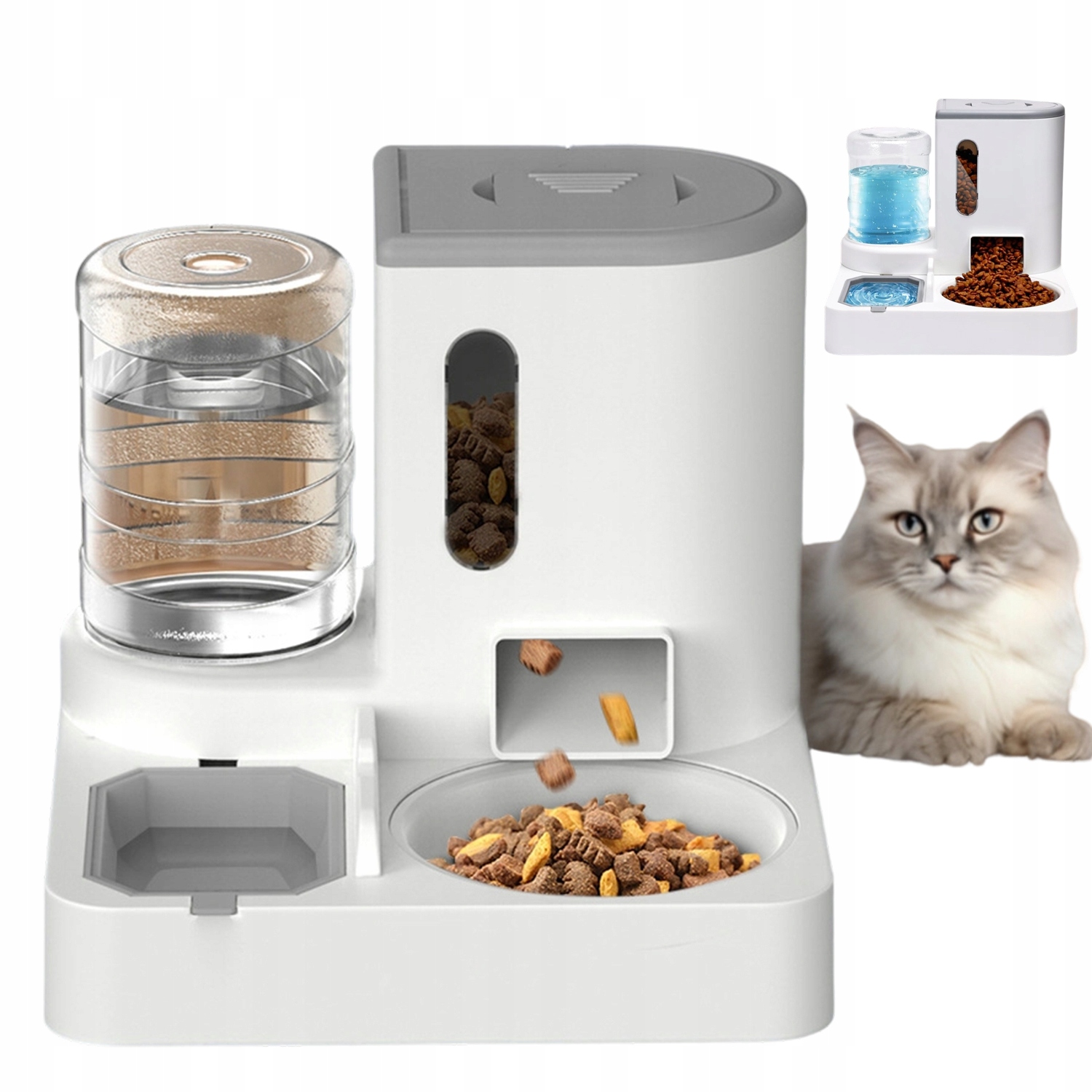 Levně Výdejník Vody A Krmiva Miska Pro Kočky A Psa Dávkovač 2V1 Napáječka 1L 2.2L