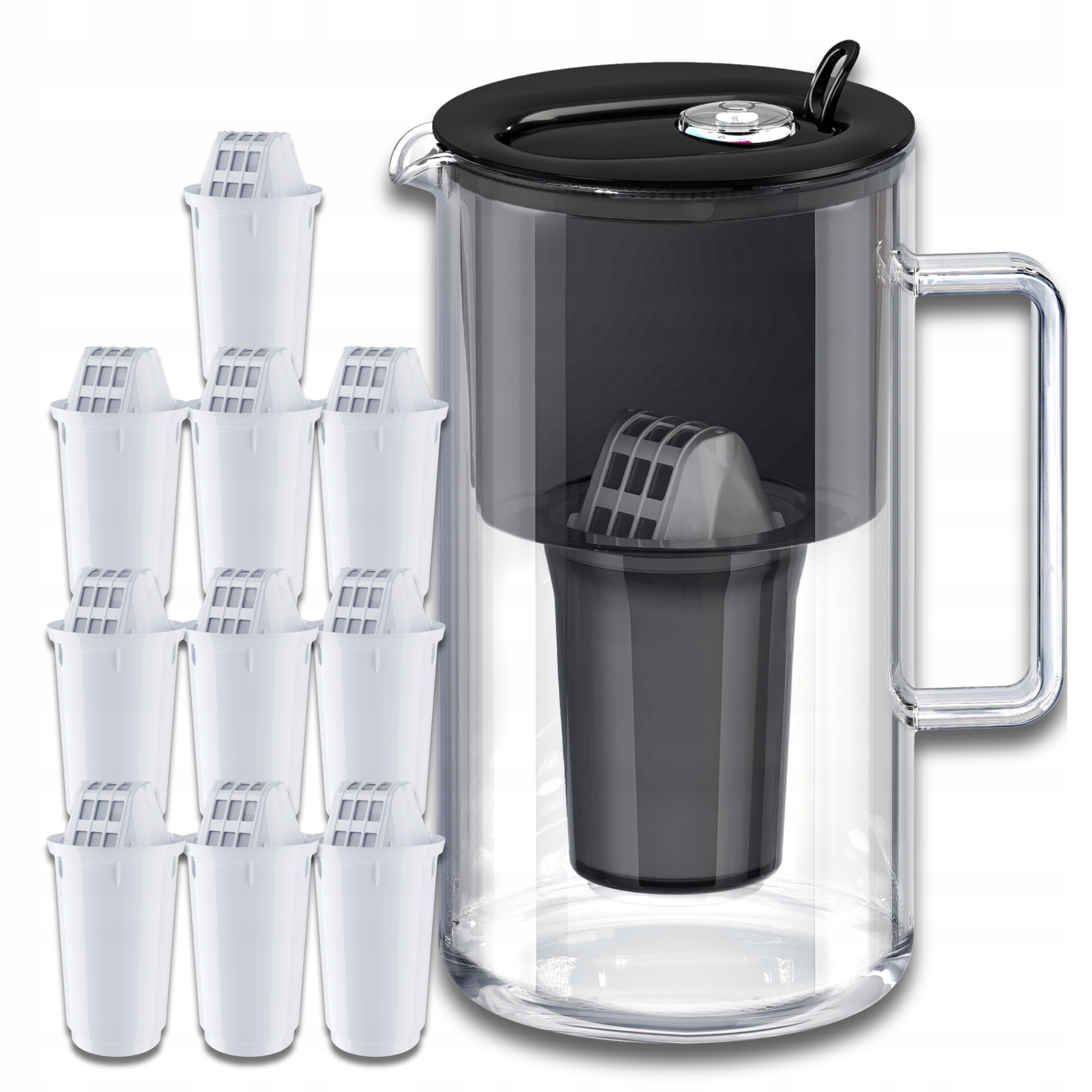 Filtrační konvice skleněná Aquaphor Nord 2,5 l 10 náplní A5 (350 l), černá