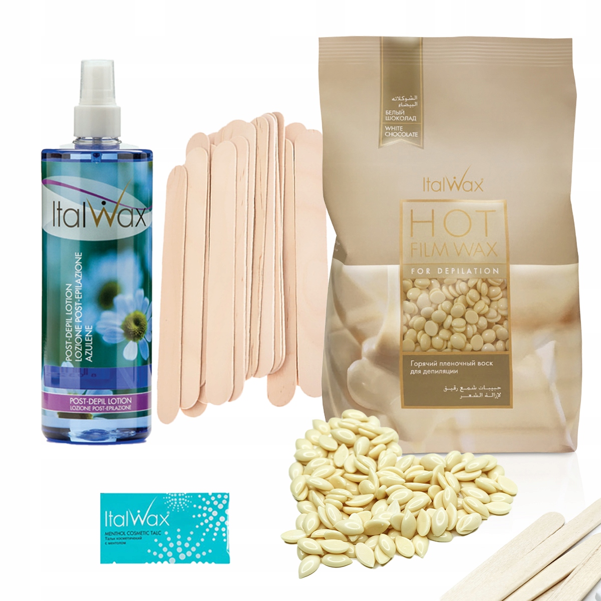Zestaw depilacja Wosk White Choco lotion talk