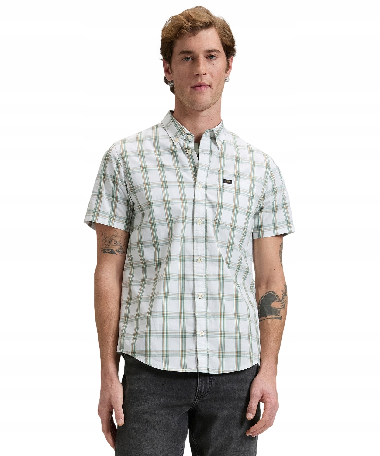 Košile Lee Ss Button Down 112376552 Desert Sage Safari Plaid L