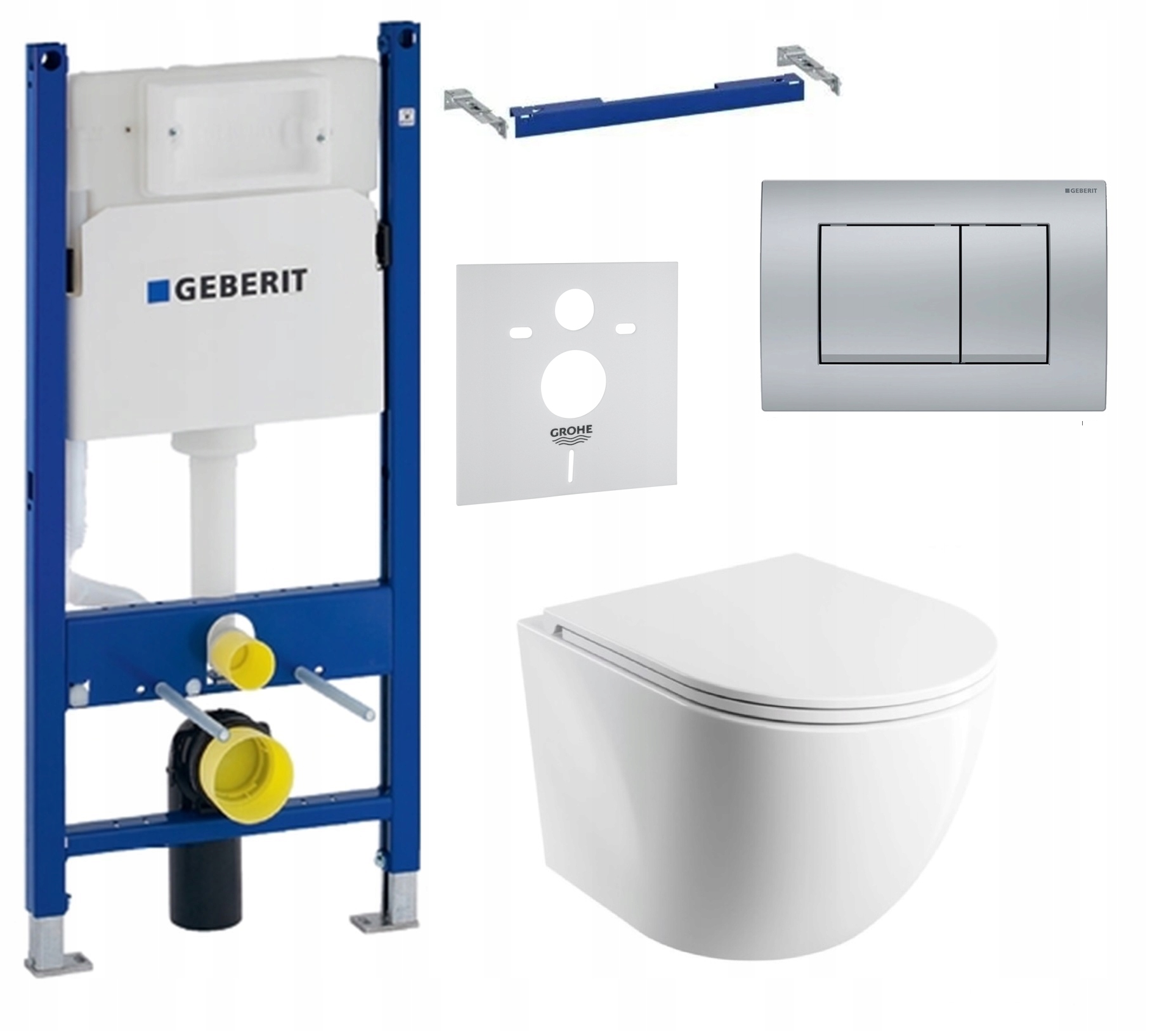 Zestaw Wc podtynkowy Geberit miska Wc Omnires Rim Silent przycisk chrom mat