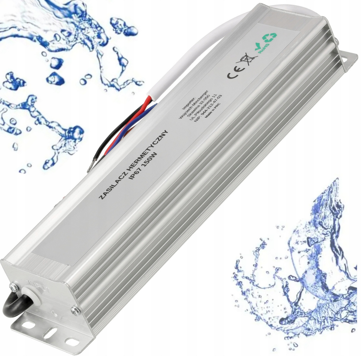 Zasilacz 24V 150W 6A wodoodporny do taśm Led IP67 hermetyczny metal