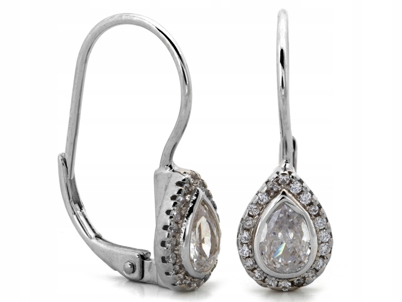 Stříbrné náušnice 925 kapky zdobené anglickými zirkony jako dárek
