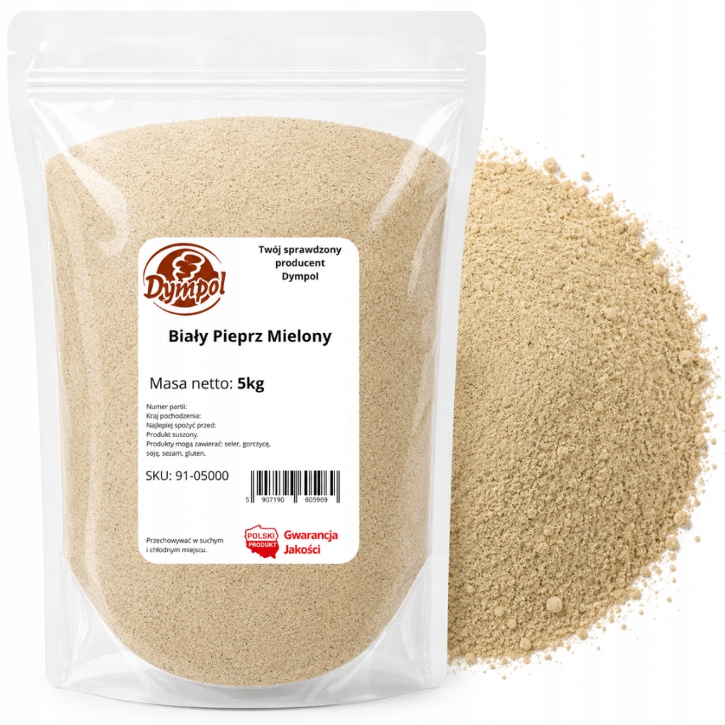 Pepř Bílý Mletý Přírodní aromatický intenzivní kvalita Dympol 5 kg