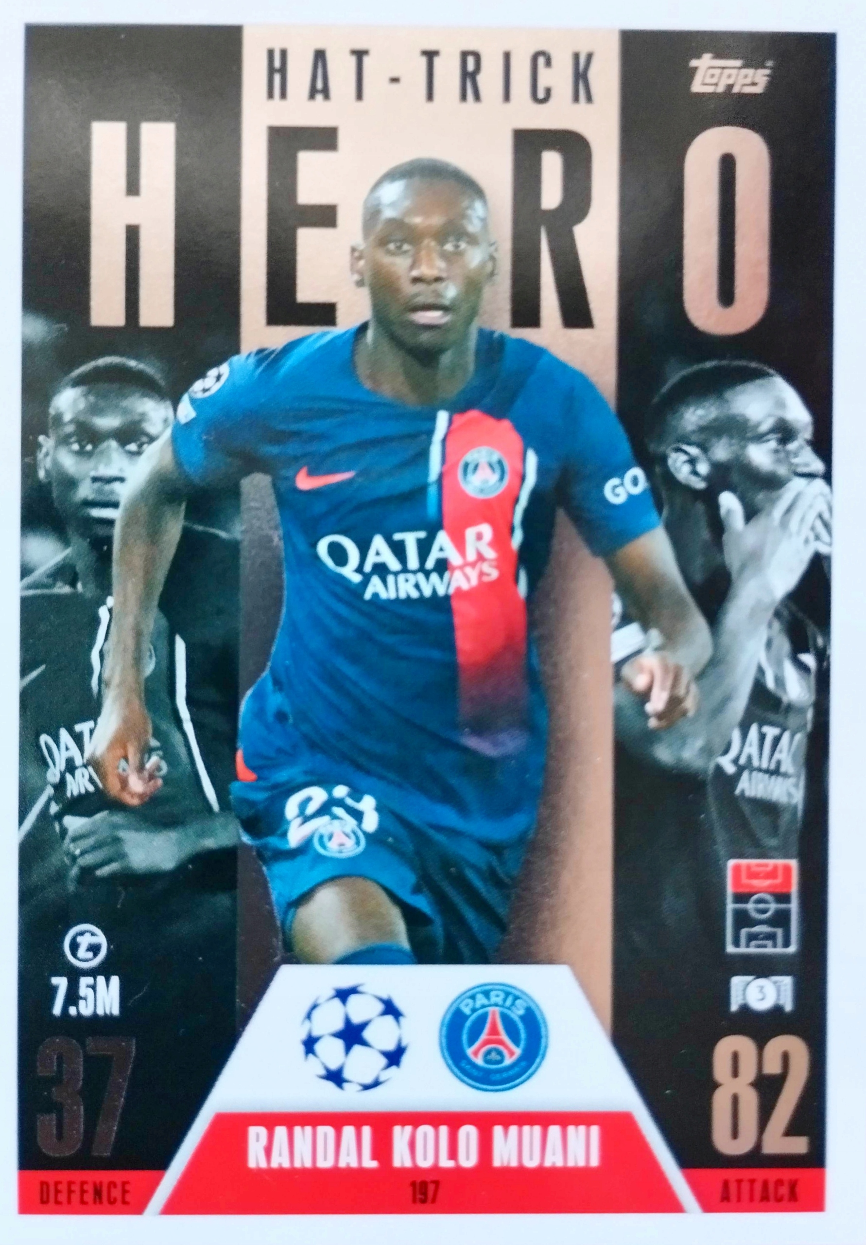 Topps Match Attax Extra 2023/2024 Hat-trick Hero 197 Randal Kolo Muani Psg