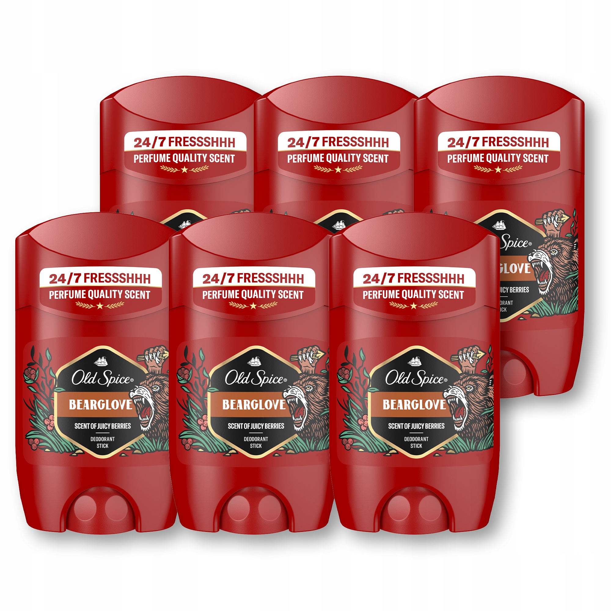 Old Spice Bearglove Dezodorant męski w sztyfcie, 6 x 50ml