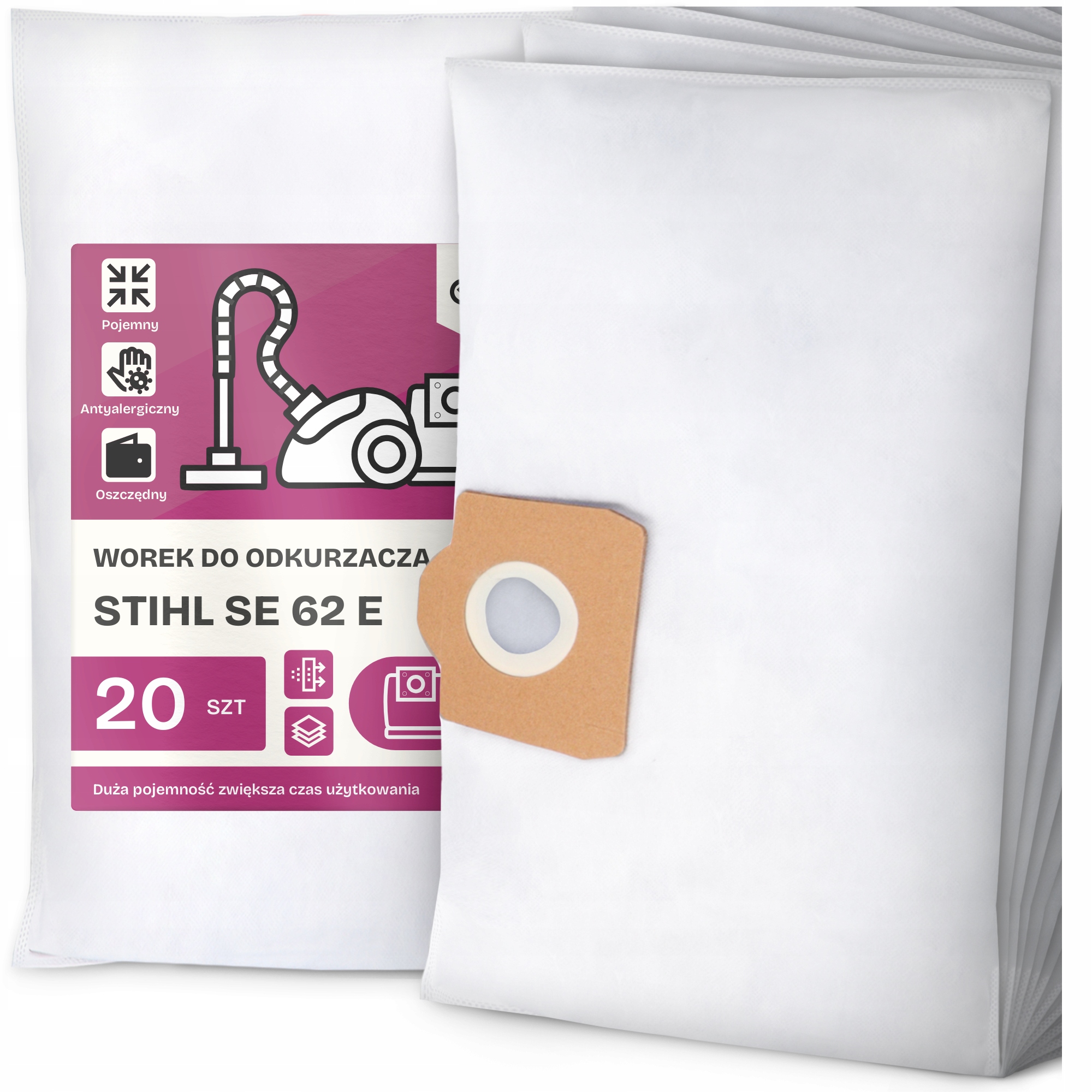 20 x Sáček Do Vysavače Stihl Se 62 E Syntetický Textilní Prostorný Sáčky