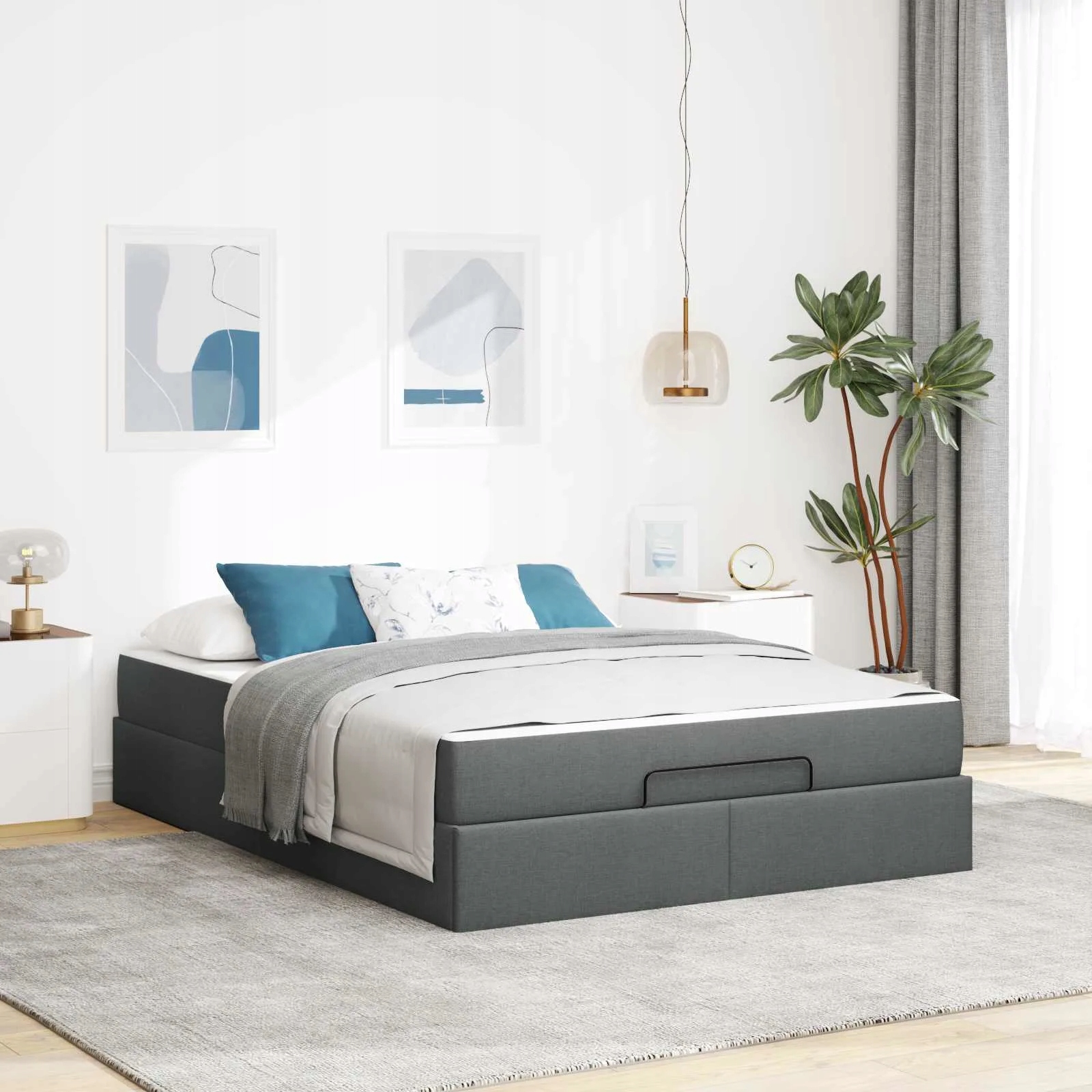 vidaXL Rám postele s matrací s matrací 2 pcs Tmavě Šedá textil
