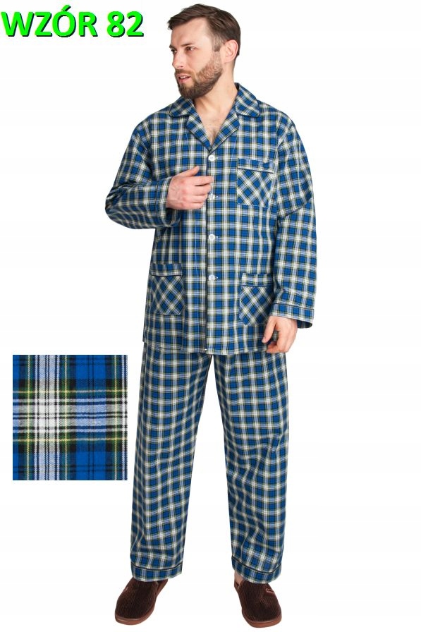 PIŻAMA MĘSKA BAWEŁNIANA BAWEŁNA TKANA r.XL FOR-MAX Wzór dominujący kratka