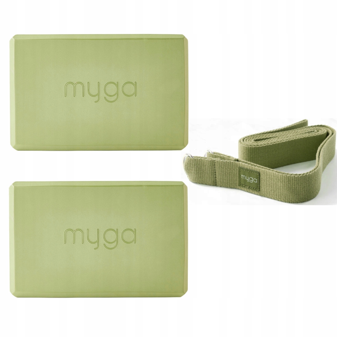 Zestaw do jogi Myga dwa klocki Foam Block pasek 2 w 1 zielony